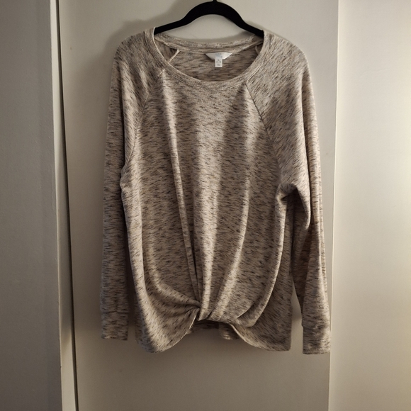 Time And Tru Women's Heathered Gray And Tan Women's Sweater Top - Picture 1 of 8